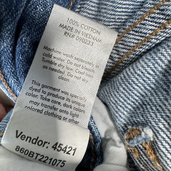 Pacsun Jeans‎ Womens 23 Blue Low Rise Straight Butterfly Print Denim Split Hem - Picture 12 of 12